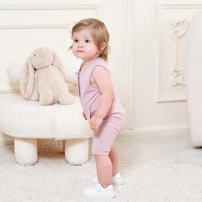 Custom Knitted Newborn Plain Onesie Summer Baby Rompers - Image 3