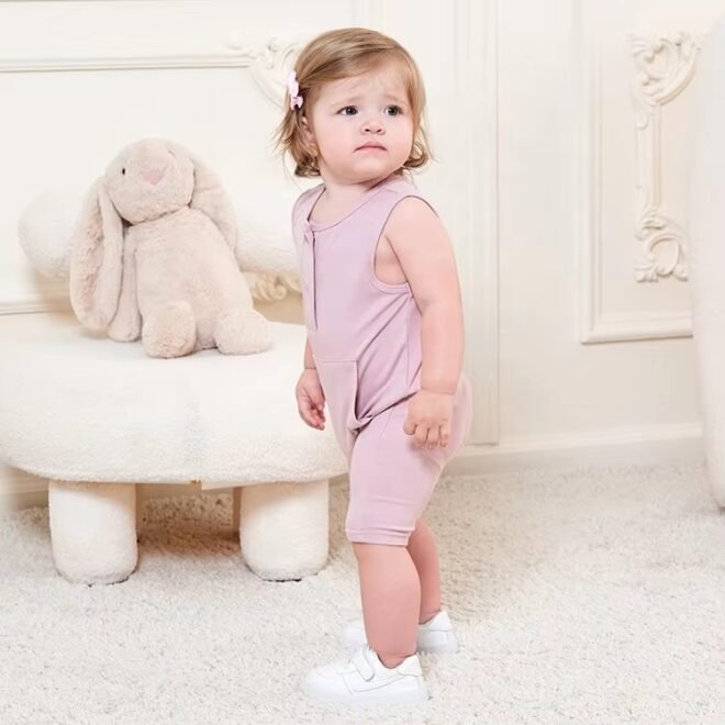 Custom Knitted Newborn Plain Onesie Summer Baby Rompers - Image 4