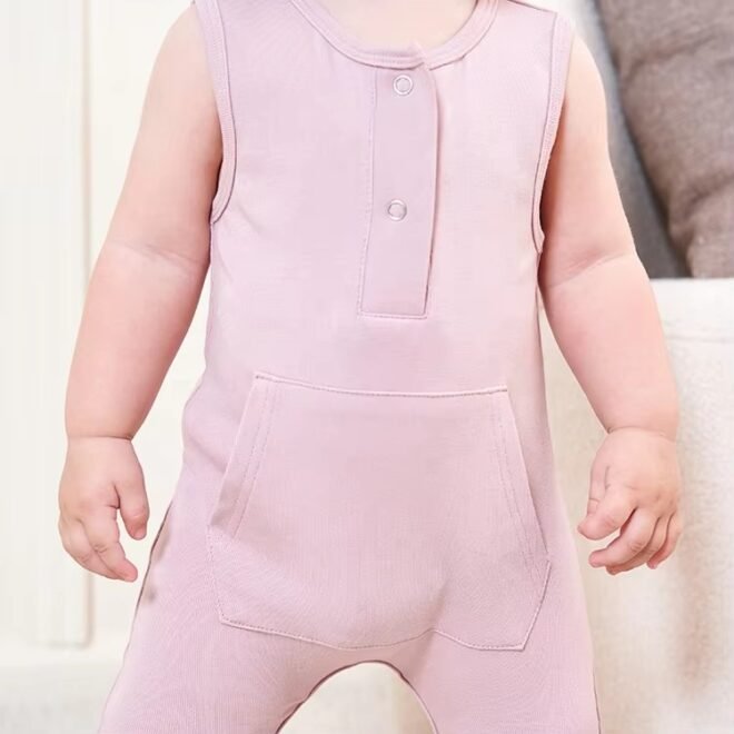 Custom Knitted Newborn Plain Onesie Summer Baby Rompers - Image 6