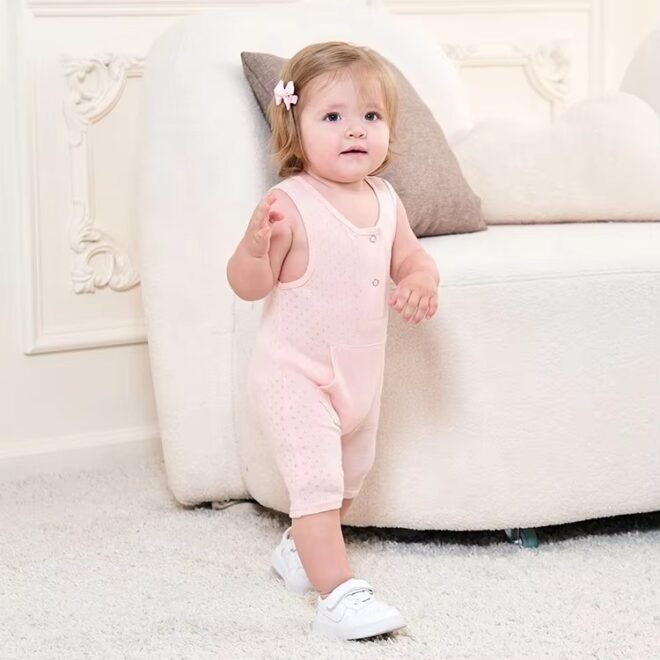 Factory  Custom Knitted Elastic Breathable Sleeveless Toddler Onesie Baby Romper - Image 2