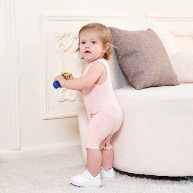 Factory  Custom Knitted Elastic Breathable Sleeveless Toddler Onesie Baby Romper - Image 4