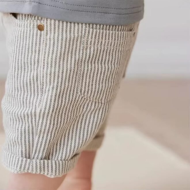 Custom Striped Denim Shorts For Kids - Image 4