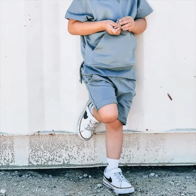 Custom cotton rolled leg cuff kids shorts - Image 3