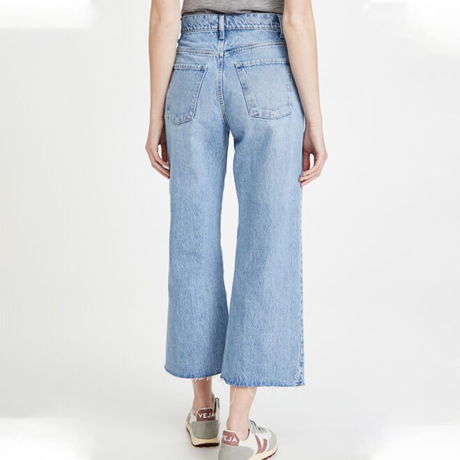 OEM comfortable mid waist bell bottoms denim pants ankle solid flare women's jean - Image 5