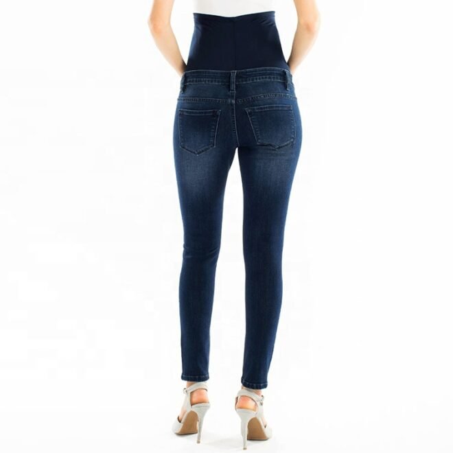 Adjustable Waist Maternity Jean Pants For Ladies Pregnancy Trousers Blue Denim Women Jeans - Image 3