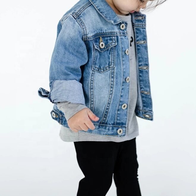 Custom Spring Blue Kids Girls Denim Jackets - Image 3
