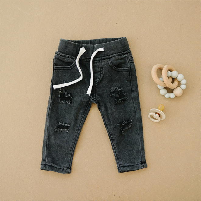 Custom distressed slim fit soft stretch denim jeans for Children - Image 3