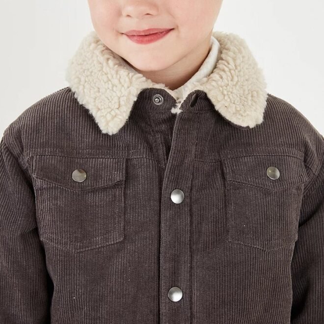 Custom Unisex Boys Corduroy Jackets With Fleece Collar - Image 3