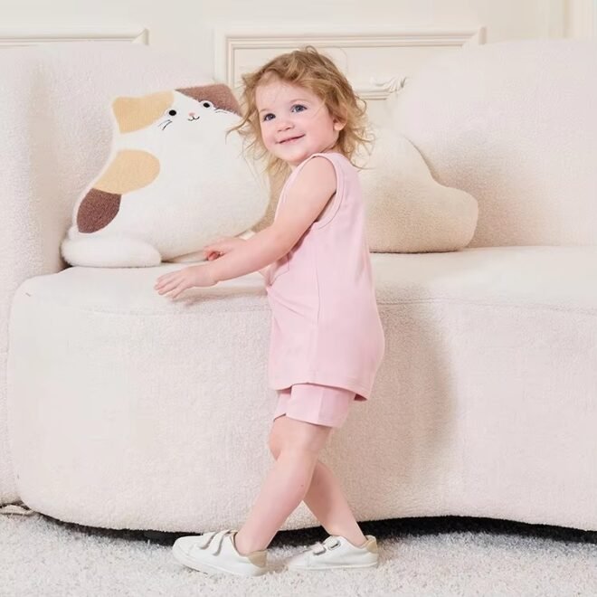 Customized Color Comfortable Summer Baby Vest Shorts Kids Clothes Set - Image 4