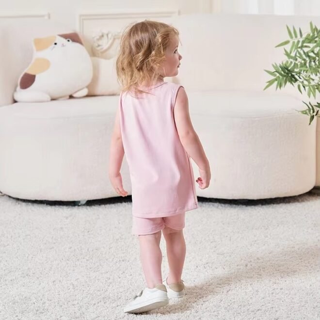 Customized Color Comfortable Summer Baby Vest Shorts Kids Clothes Set - Image 6