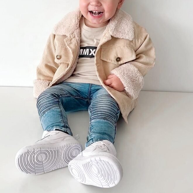 OEM Winter Warm Baby Corduroy Jacket With Soft Fleece Lining - Image 6