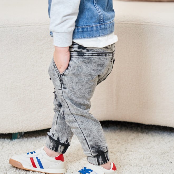 Factory Custom  Winter Blue Washed Denim Boys Jacket With Hooded - Image 3