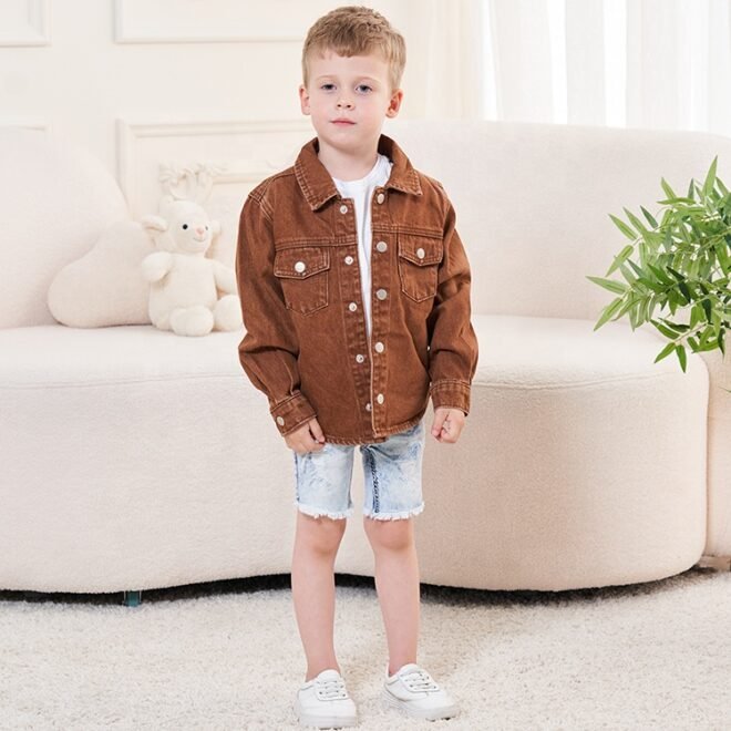 Autumn Denim Outerwear Customized Casual Coat Kids Denim Jackets - Image 2
