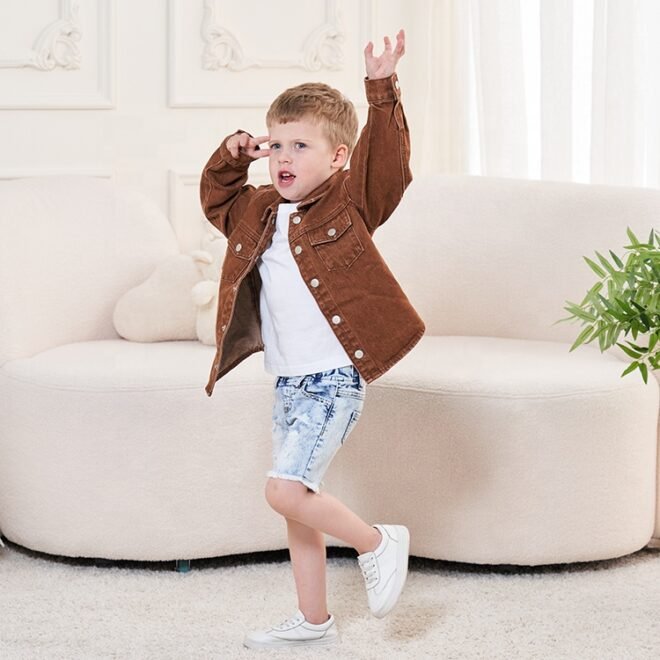 Autumn Denim Outerwear Customized Casual Coat Kids Denim Jackets - Image 3