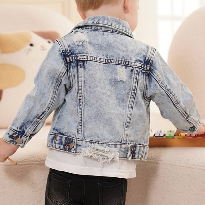 Custom Ripped Soft Comfortable Cotton Denim Boys Jackets - Image 5