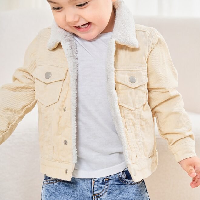 Factory Wholesale Corduroy Outer Sherpa Wool Warm Inner Kids Jackets - Image 6