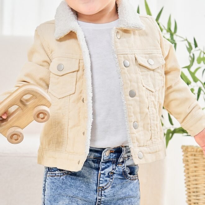 Factory Wholesale Corduroy Outer Sherpa Wool Warm Inner Kids Jackets - Image 5
