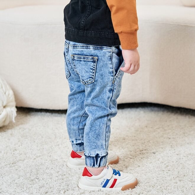 Custom  Blue Wash Comfortable Stretch Kids Jogger Boys Jeans - Image 5
