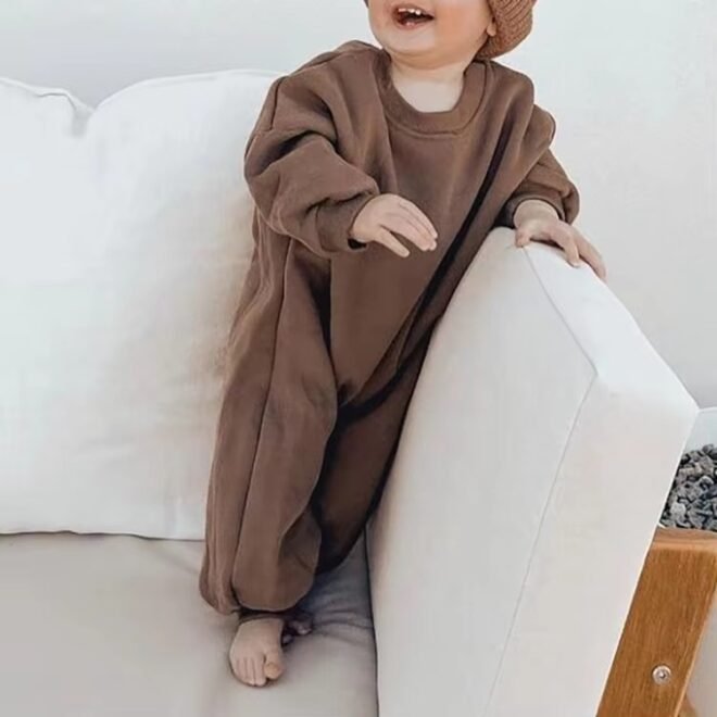 Customized Size Button Fly Full Sleeve Newborn Jumpsuit Baby Rompers - Image 4