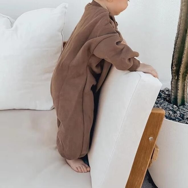 Customized Size Button Fly Full Sleeve Newborn Jumpsuit Baby Rompers - Image 5