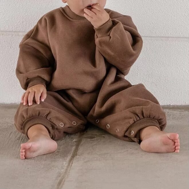 Customized Size Button Fly Full Sleeve Newborn Jumpsuit Baby Rompers - Image 2