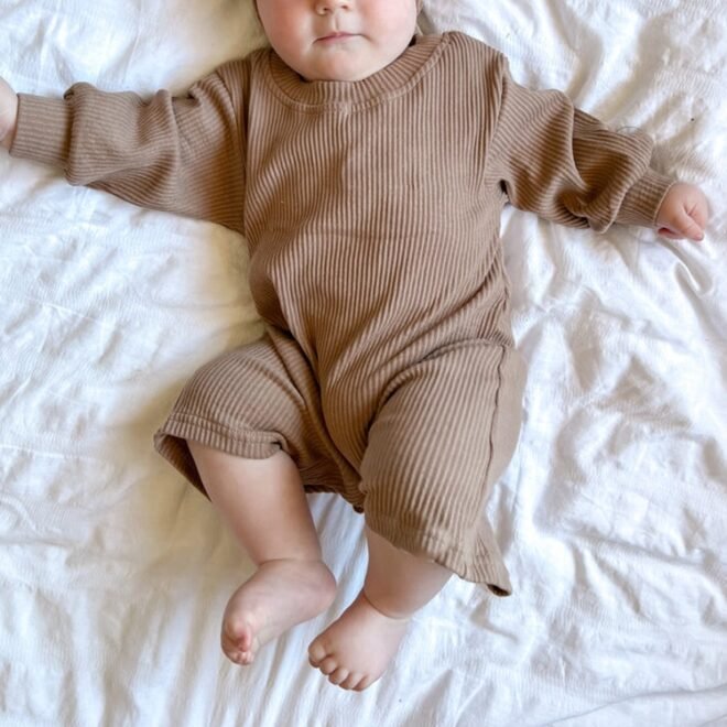 Custom Cute Unisex 100% Cotton Ribbed Baby Rompers - Image 2