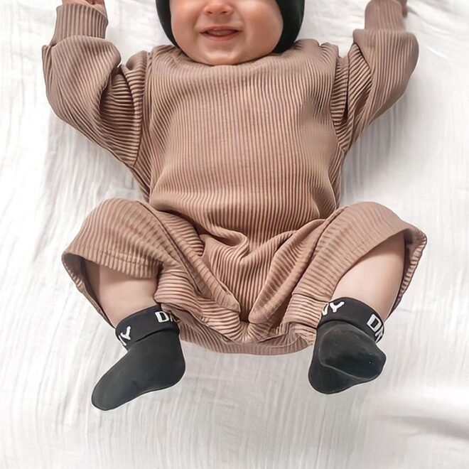 Custom Cute Unisex 100% Cotton Ribbed Baby Rompers - Image 3