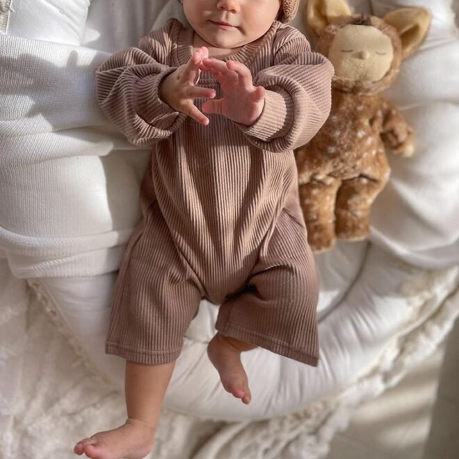 Custom Cute Unisex 100% Cotton Ribbed Baby Rompers - Image 4
