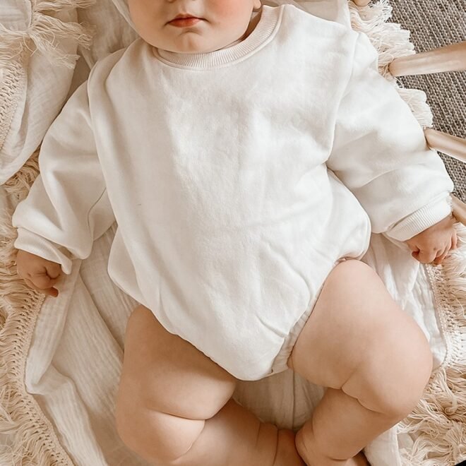 Custom Knitted Embroidered Newborn Onesie Baby Romper - Image 3