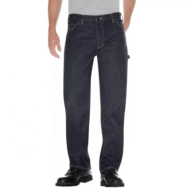 Custom W 100% Cotton Blue Denim Men Carpenter Jeans - Image 3