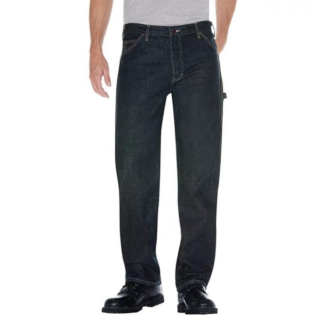 Custom W 100% Cotton Blue Denim Men Carpenter Jeans - Image 4
