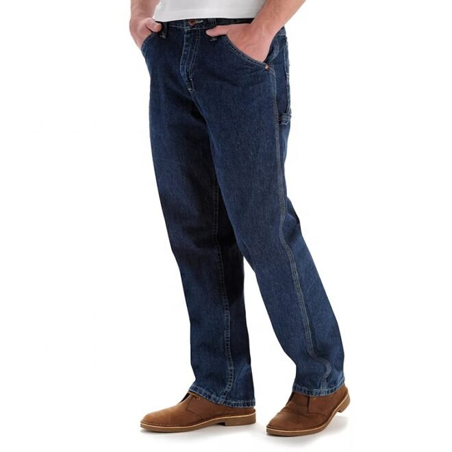 Custom W 100% Cotton Blue Denim Men Carpenter Jeans - Image 5