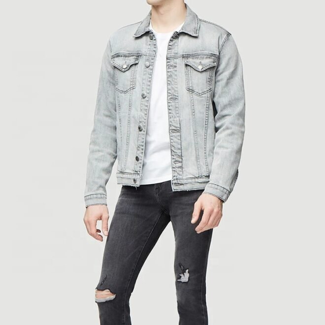 Custom Embroidered Logo Vintage Autumn Cotton Spandex  Denim Coats Men Jean Jackets - Image 2
