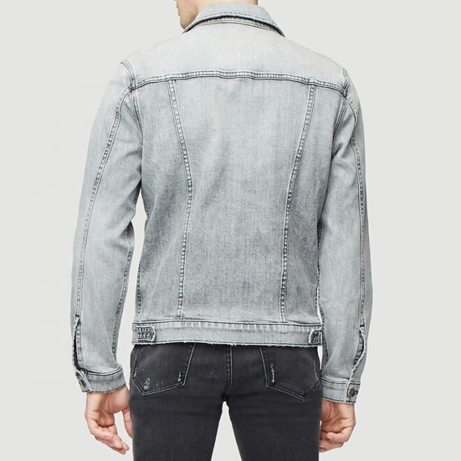 Custom Embroidered Logo Vintage Autumn Cotton Spandex  Denim Coats Men Jean Jackets - Image 3
