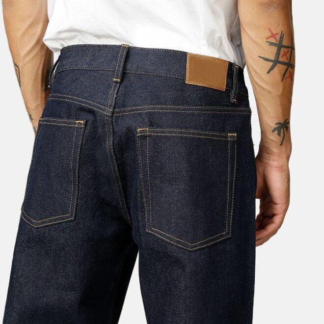 Custom Cotton Spandex Unwash Original Raw Fashion Selvedge Denim Men's Jeans - Image 6