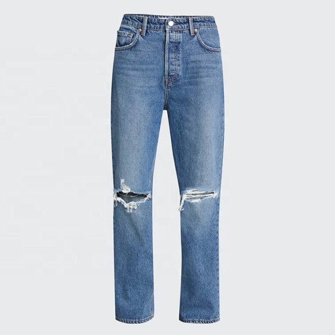 Custom Straight Long Trousers Women Denim Pant - Image 5