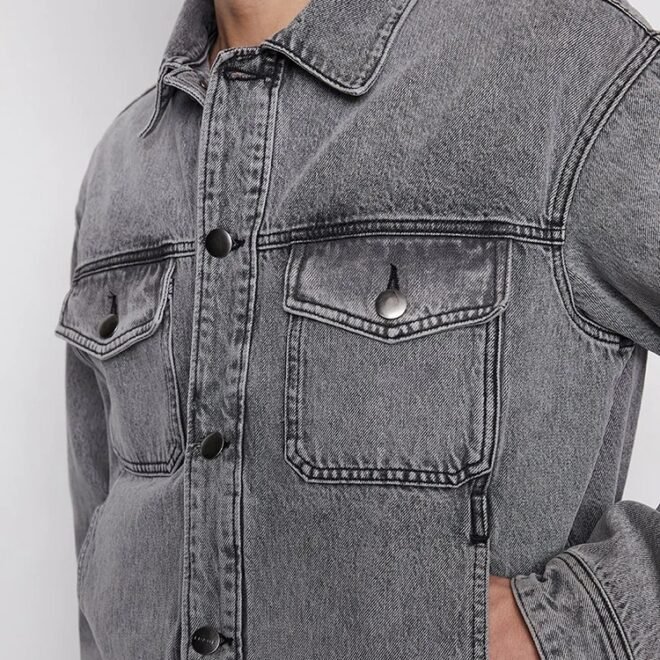 Custom Winter Fall Plain Outdoor Jean Jackets Denim Plus Size Men's Jackets - Image 3