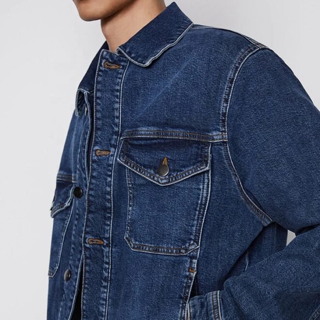 Custom Winter Fall Plain Outdoor Jean Jackets Denim Plus Size Men's Jackets - Image 6