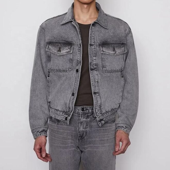 Fashion Custom Winter Fall Plain Outdoor Jean Jackets Bomber Biker Denim Plus Size Men's Jackets