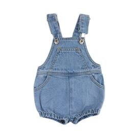 Guangzhou Factory Baby Boy Girl Oversize Blue Denim Romper Children 100% Cotton Kid Overalls