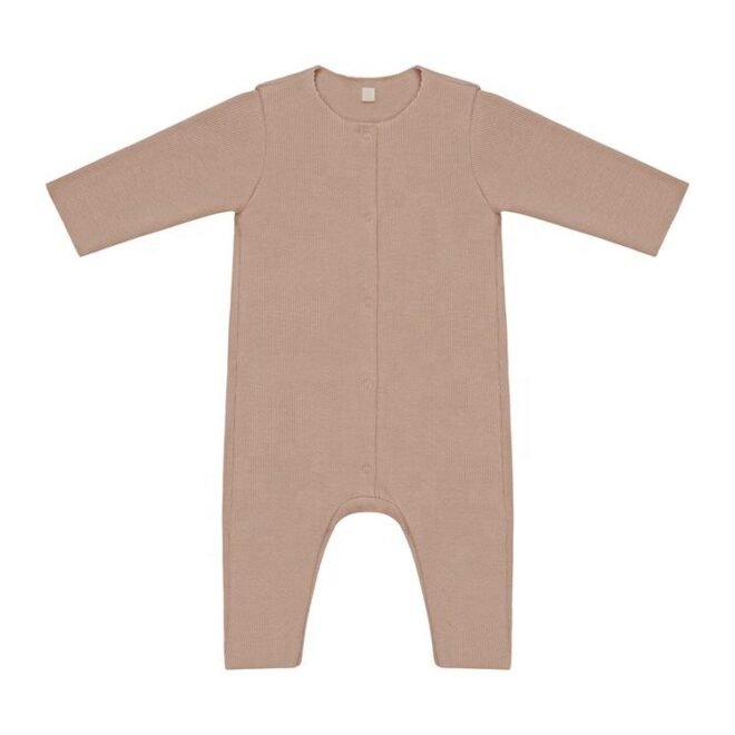 High-Quality Custom Logo Jumpsuit Minimalist Ribbed Cotton Unisex Simple Plain Baby Romper