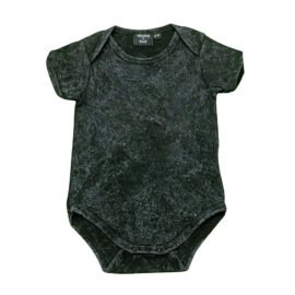 Custom printed graphic logo 95% cotton 5% spandex Acid washed Black baby onesie