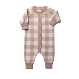 Wholesale Factory Price Custom Soft Fabric Stylish Baby Plaid Romper