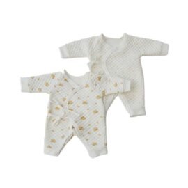 Wholesale custom soft fabrics lace-up romper cream bubble quilt romper for baby