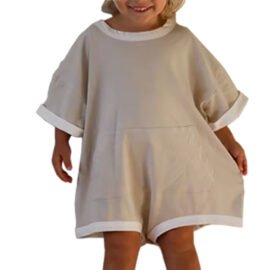 Knitted Unisex Customized Casual Oversized Fit Half Sleeve Plain Baby T-SHIRT ROMPERS