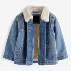 2025 OEM Kids Winter Toddler Denim Jacket Children’s Warm Jeans Clothes Kids Winter Coats With Fleece Collar