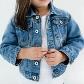 OEM Custom Spring Blue Kids Girls Toddler Unisex Bomber Baby Denim Jean Jackets