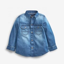 Good Quality Customized Blue Kids Boy’s Denim Jacket Long Sleeve Children Denim Shirt Jacket