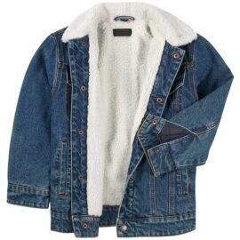 Custom Winter Unisex Children’s Denim Wool Jacket Kids Sherpa Jean Jackets Coats For Kids