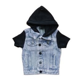 New Design 100% Cotton Summer Kids Boys Denim Hooded Short Sleeve Jacket Casual Boys Jackets